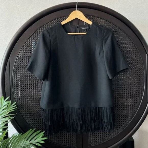 Banana replublic Fringe Crepe Short Sleeve Blouse - Picture 2 of 7